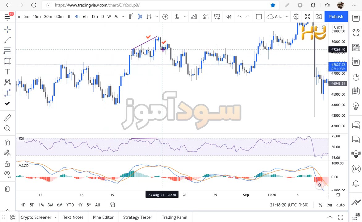 ترکیب اندیکاتور مکدی و rsi از کانال هورالیا